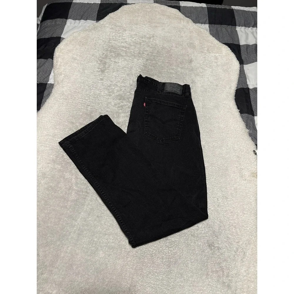 Levi's 514 Mens 40x32 Slim Straight Denim Black Jeans Stain